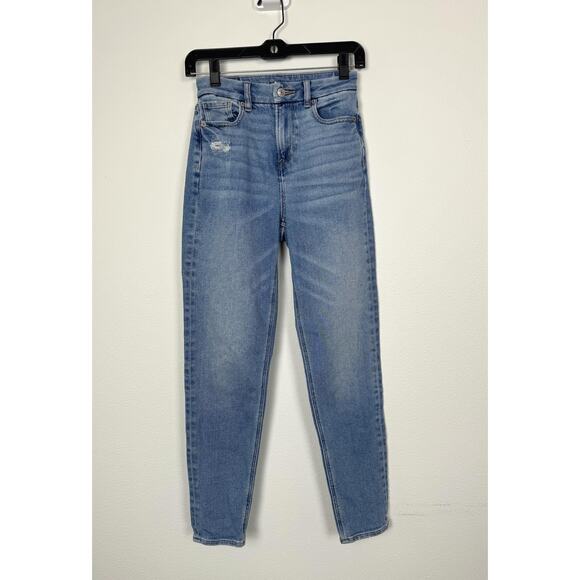 American Eagle Jeans Womens 000 Regular Blue Stretch Distressed High Rise Denim - Picture 1 of 7